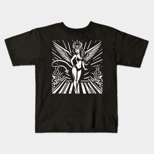 Lino Cut Devil Girl Kids T-Shirt